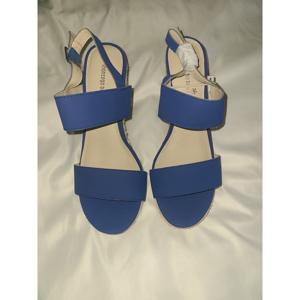 Montego Bay Club Whimsy Royal Blue Espadrille Wedge Sandals Womens 9 New